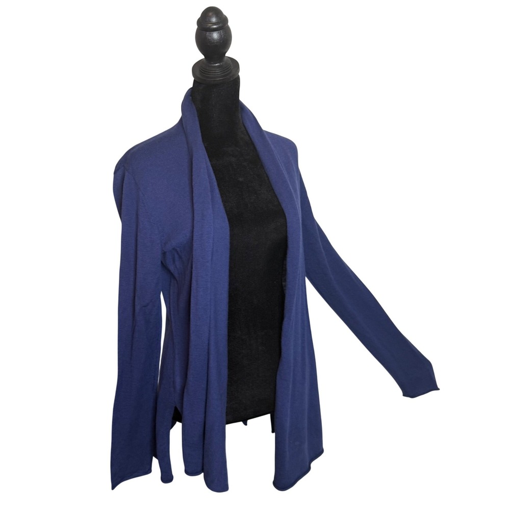 Alashan Open Front Cardigan Cashmere Cotton Blend Size M Blue‎ Quiet Luxury